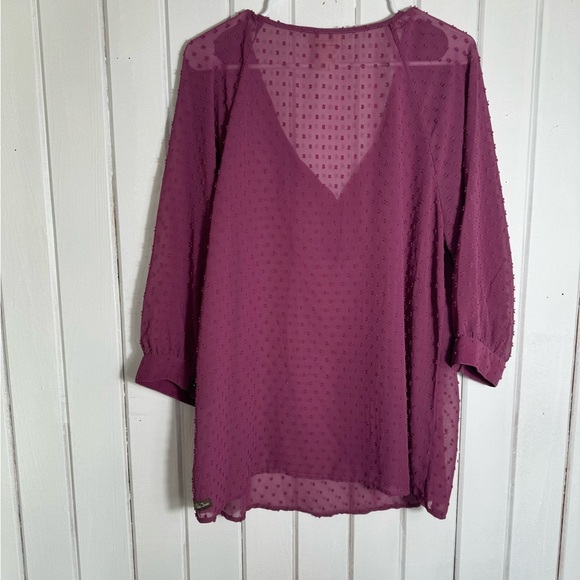 Matilda Jane Purple Relaxed 3/4 Sleeve Tie Front Blouse - Picture 2 of 4